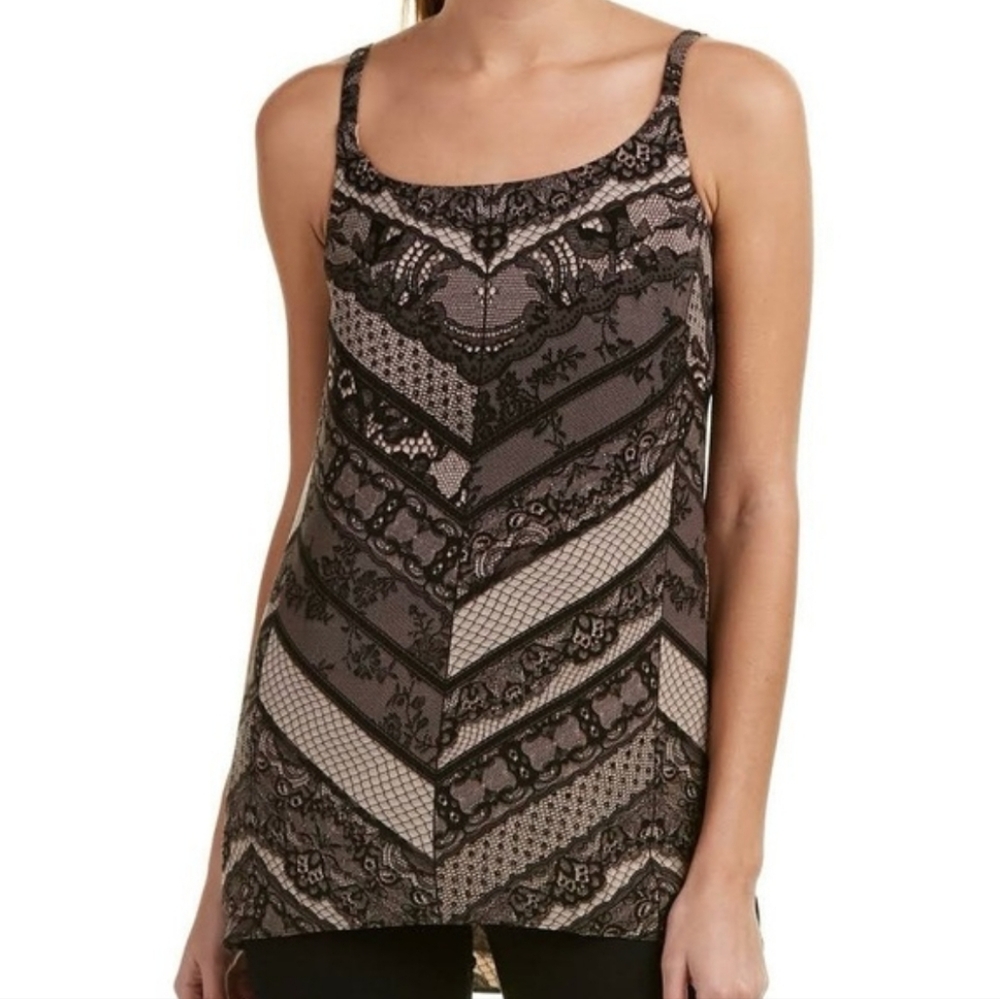 Cabi Lace Print Chevron Monaco Cami Gothic Tank Blouse Style #3278 Size XL